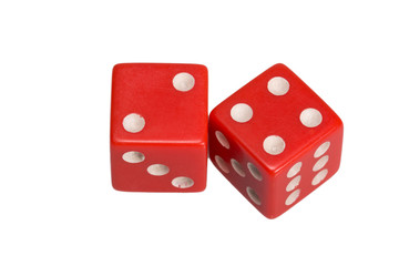 Two dice showing two and four