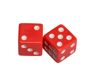 Two dice showing two and five