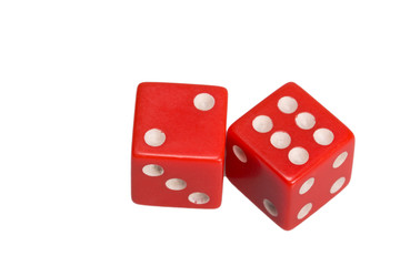 Two dice showing two and six