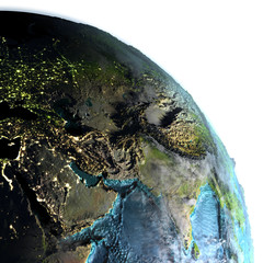 Middle East on Earth at dusk