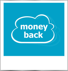 money back word business concept, photo frame isolated on white