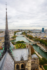 Panele Szklane  aerial view from Notre Dame de Paris