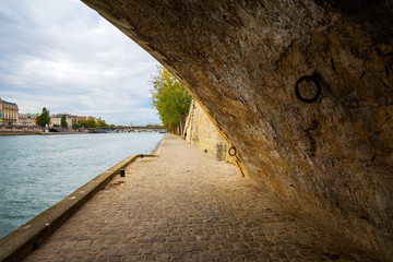 under a Seine bridge in Paris