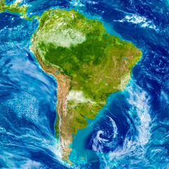 South America on physical map © harvepino