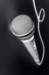 Microphone with a wire isolated on white background.  microphone for studio.