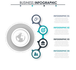 Business data visualization. Process chart. Abstract elements of graph, diagram with 4 steps, options, parts or processes. Vector business template for presentation. Creative concept for infographic.