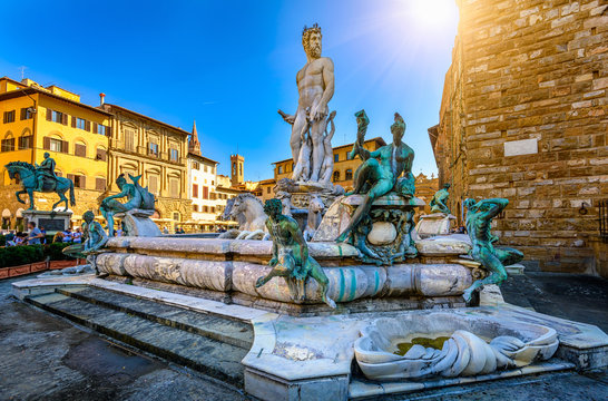 Fountain Neptune in Piazza della Signoria in Florence, Italy