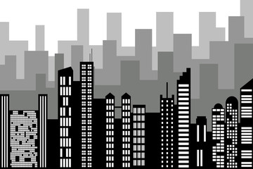 Obraz premium Black random city skyline Vector on white background.