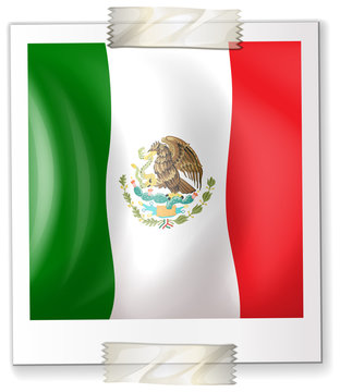 Mexico flag on square paper