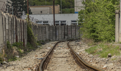 Fototapeta premium Siding track in factory part of Usti nad Labem city