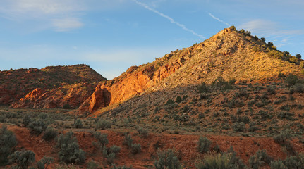 Obraz premium The red dirt hills of the desert near Buckskin Gulch in southern Utah, United States of America.