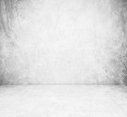 Empty gray cement room in perspective view, grunge background, vintage style, interior design, product display montage
