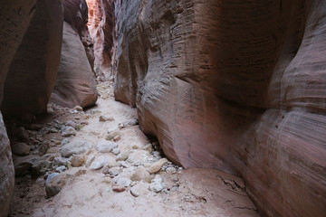 A narrow corridor in Buckskin Gulch, located in southern Utah, it is one of the longest slot canyons in the world..