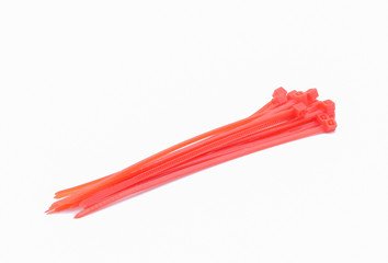 Cable ties on white background.