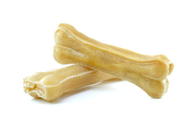 Dog food bone for chewing on white background.