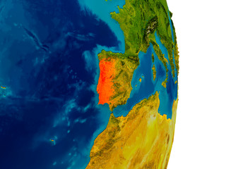 Portugal on model of planet Earth