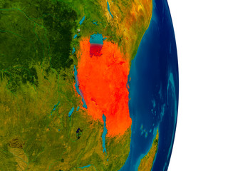 Tanzania on model of planet Earth