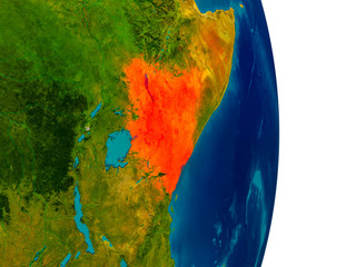 Kenya on model of planet Earth
