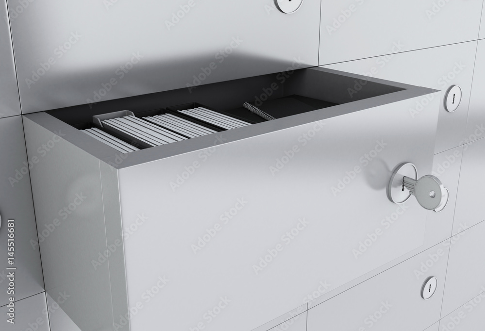 Poster 3d open file cabinet with folders