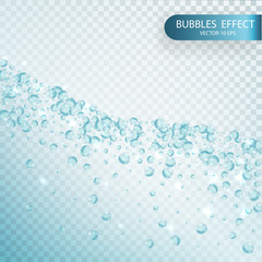 Water bubbles isolated on a transparent checkered background.
