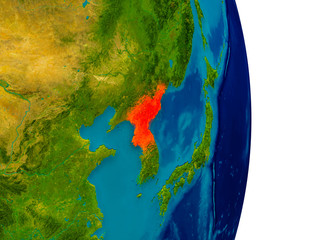 North Korea on model of planet Earth © harvepino