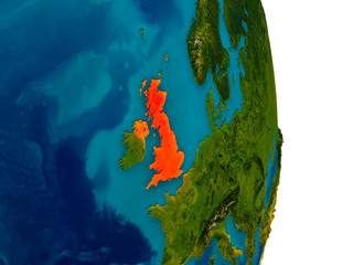 United Kingdom on model of planet Earth