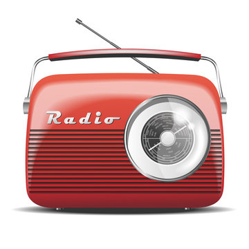 Red Vintage Radio. Vector illustration