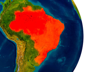 Brazil on model of planet Earth