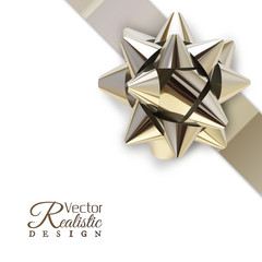 The big silver colored bow vector illustration template.