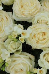 white rose and freesia bouquet