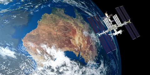 Extremely detailed and realistic high resolution 3D image of ISS - international space station orbiting Earth. Shot from outer space. Elements of this image are furnished by NASA. © Sasa Kadrijevic