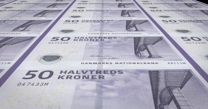 Banknotes of fifty danish krones of Denmark, cash money, loop