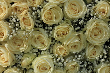 white rose and gypsophila bouquet