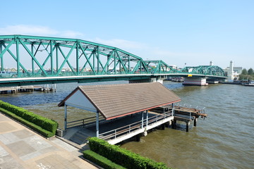 Phra Phuttha Yodfa Bridge, It is landmark of Bangkok, Thailand.