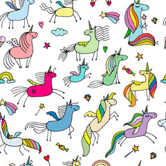 Magic unicorns, seamless pattern for your design