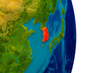 South Korea on model of planet Earth