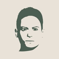 Man avatar. Front view. Isolated male face silhouette or icon. Vector illustration.