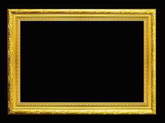 Gold wood sculpture picture frame  isolated.