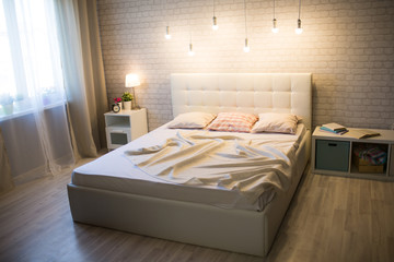 White bed in the interior