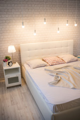 White bed in the interior