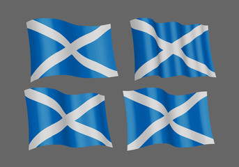 Set of vector 3d flags of Scotland