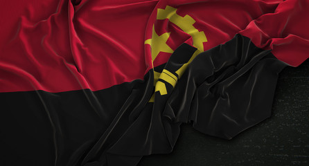 Angola Flag Wrinkled On Dark Background 3D Render