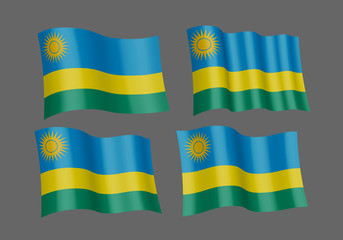 3D Waving Flag of Rwanda