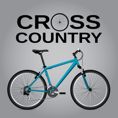 Cross-country bike. Detailed drawing. Isolated object. Vector.