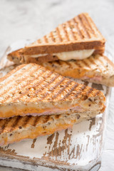 Grilled cheese sandwich with ham
