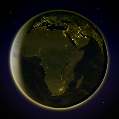 Africa from space at night