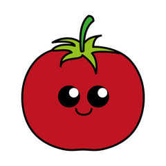kawaii tomato vegetable icon over white background. colorful design. vector illustration