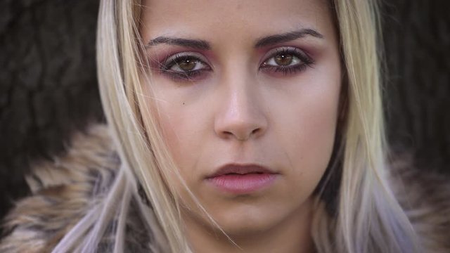 Intense look of beautiful blond woman