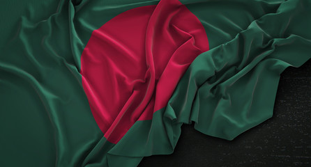 Bangladesh Flag Wrinkled On Dark Background 3D Render