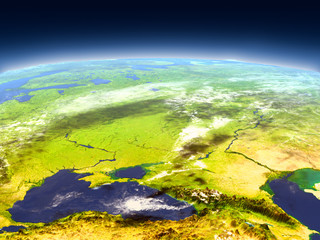 Fototapeta na wymiar Caucasus region from space